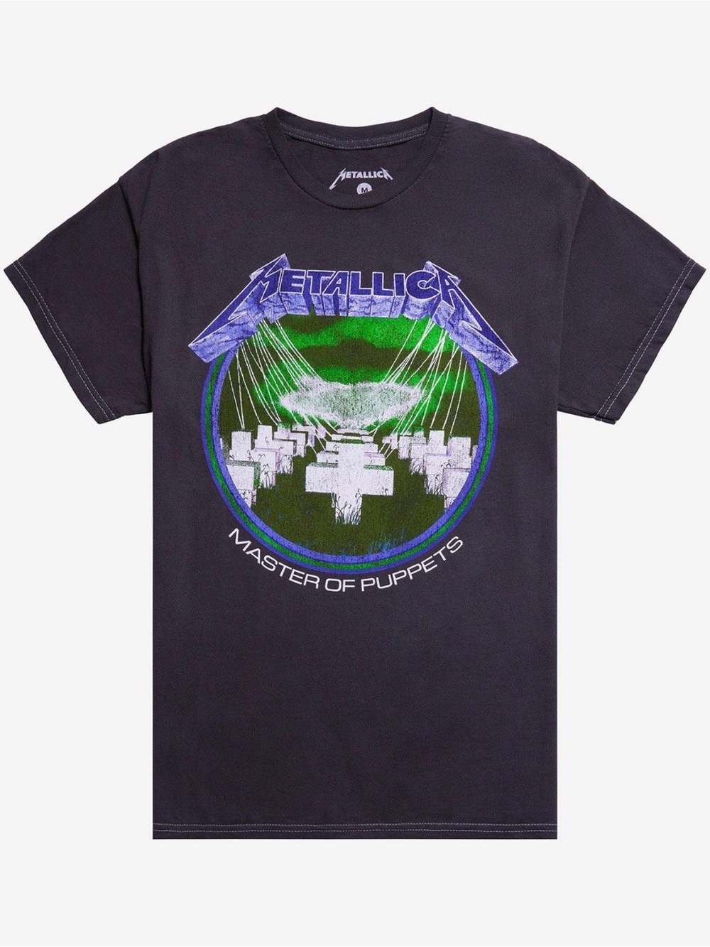 🆕 Hot Topic Metallica Master of Puppets Graphic Tee - Grey with Purple & Green